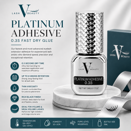 Platinum Lash Adhesive 0.3 second eyelash extension glue, 5mL professional adhesive for volume and mega volume lashes