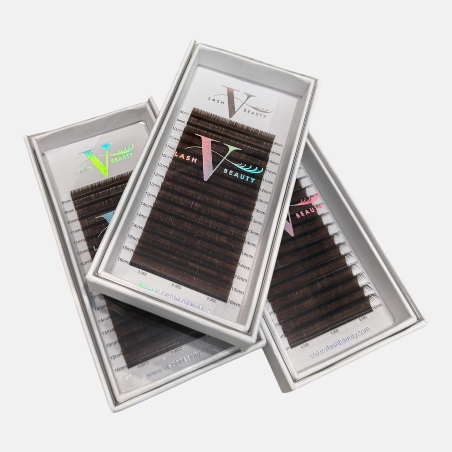 Espresso Brown colored lash extension tray featuring rich espresso brown shades for natural-looking lash sets and soft, dimensional lash artistry.