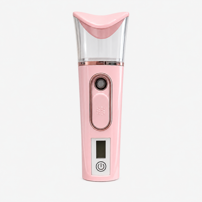 Pink USB rechargeable nano mister for eyelash extensions with ultra-fine mist for faster adhesive curing and reduced fumes
