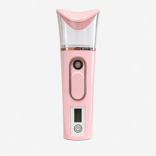 Pink USB rechargeable nano mister for eyelash extensions with ultra-fine mist for faster adhesive curing and reduced fumes