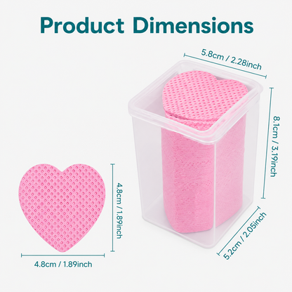 Pink heart Lint-free lash adhesive cleaning pad dimensions