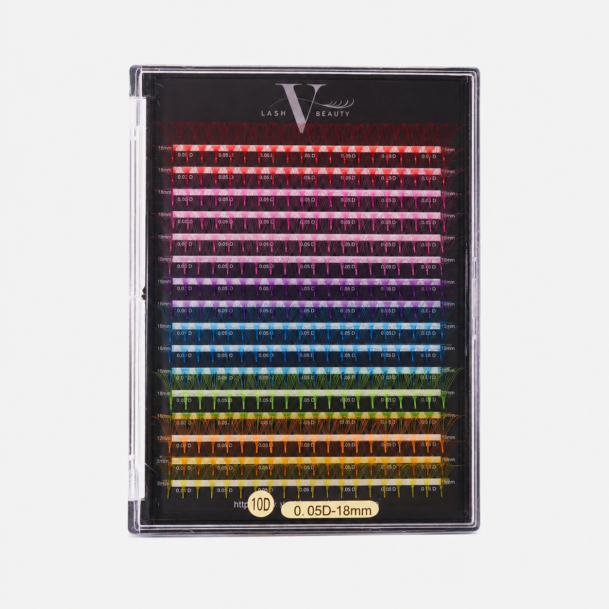 10D Colored Premade Lash Fans 0.05mm D Curl with pointy base, professional volume lash extensions in vibrant mixed colors
