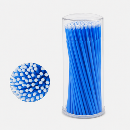 Micro tip brushes for eyelash extensions, 100 disposable lint-free brushes for primer, cleanser, bonder, and remover application
