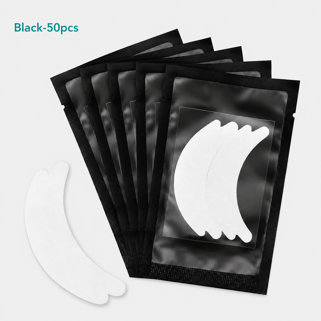 Microfoam eye pads for lash extensions with lint-free under-eye tape, 50 pairs