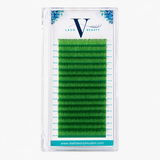 0.07mm Green Colored Lash Extensions Volume Lash Tray