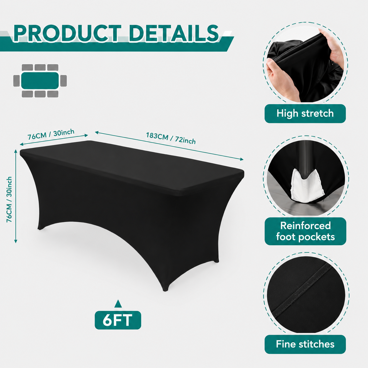 6 foot spandex lash bed cover features and dimensions