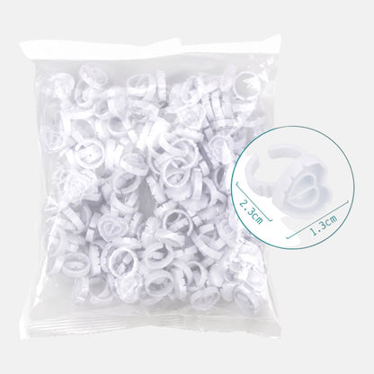 White heart-shaped disposable blossom rings for eyelash extensions and volume lash fan creation