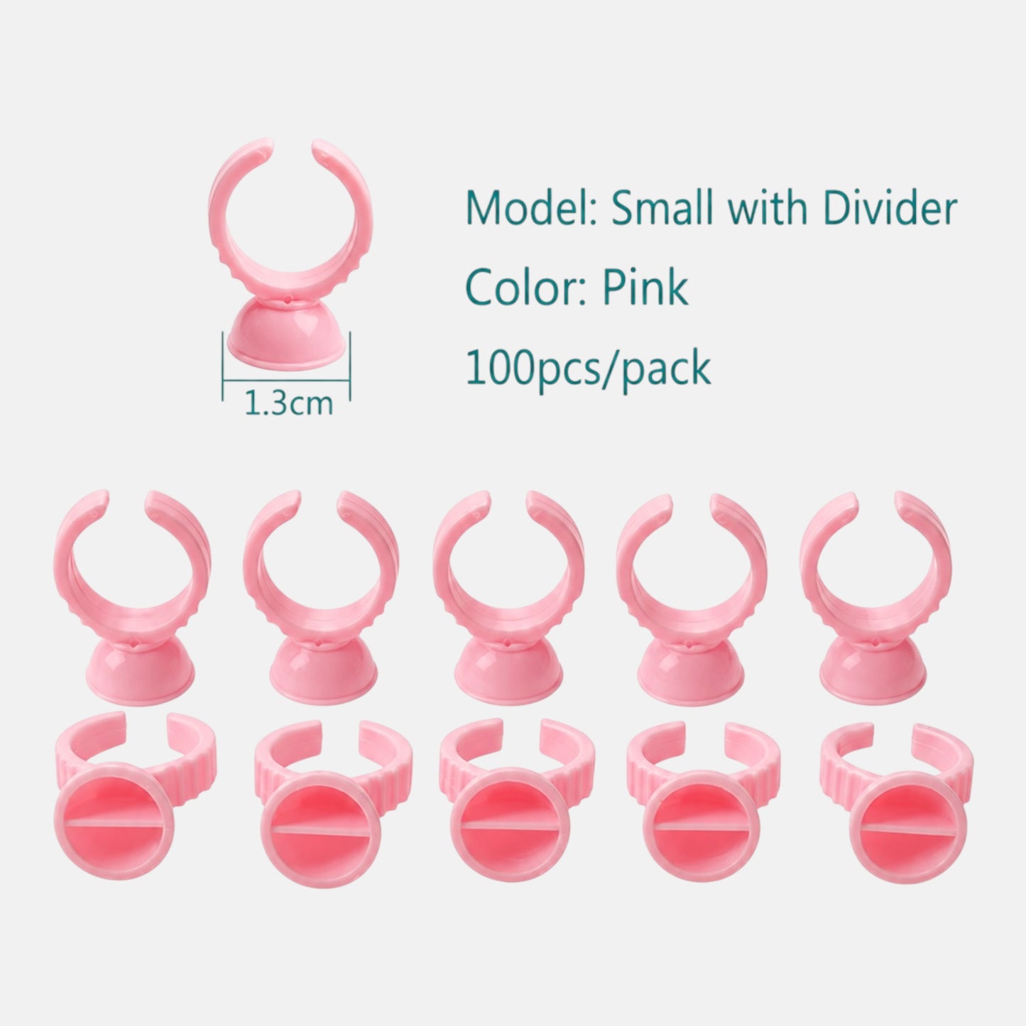 Pink disposable glue rings with divider for eyelash extension adhesive