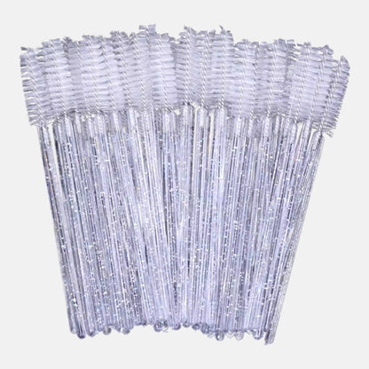 Clear disposable eyelash extension mascara wands with soft spoolie brushes for lash grooming and aftercare