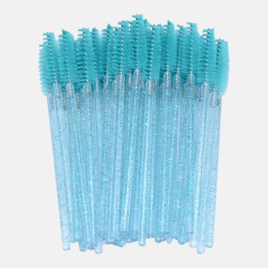 Teal disposable eyelash extension mascara wands with soft spoolie brushes for lash grooming and aftercare