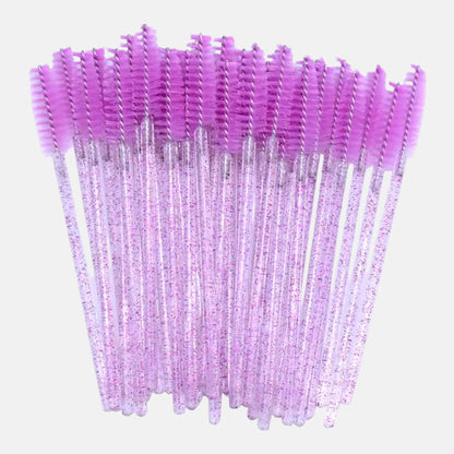 Purple disposable eyelash extension mascara wands with soft spoolie brushes for lash grooming and aftercare