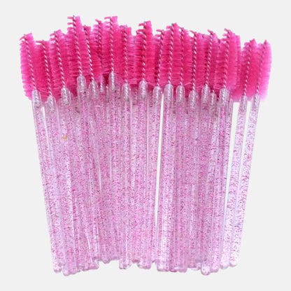 Rose pink disposableTeal eyelash extension mascara wands with soft spoolie brushes for lash grooming and aftercare