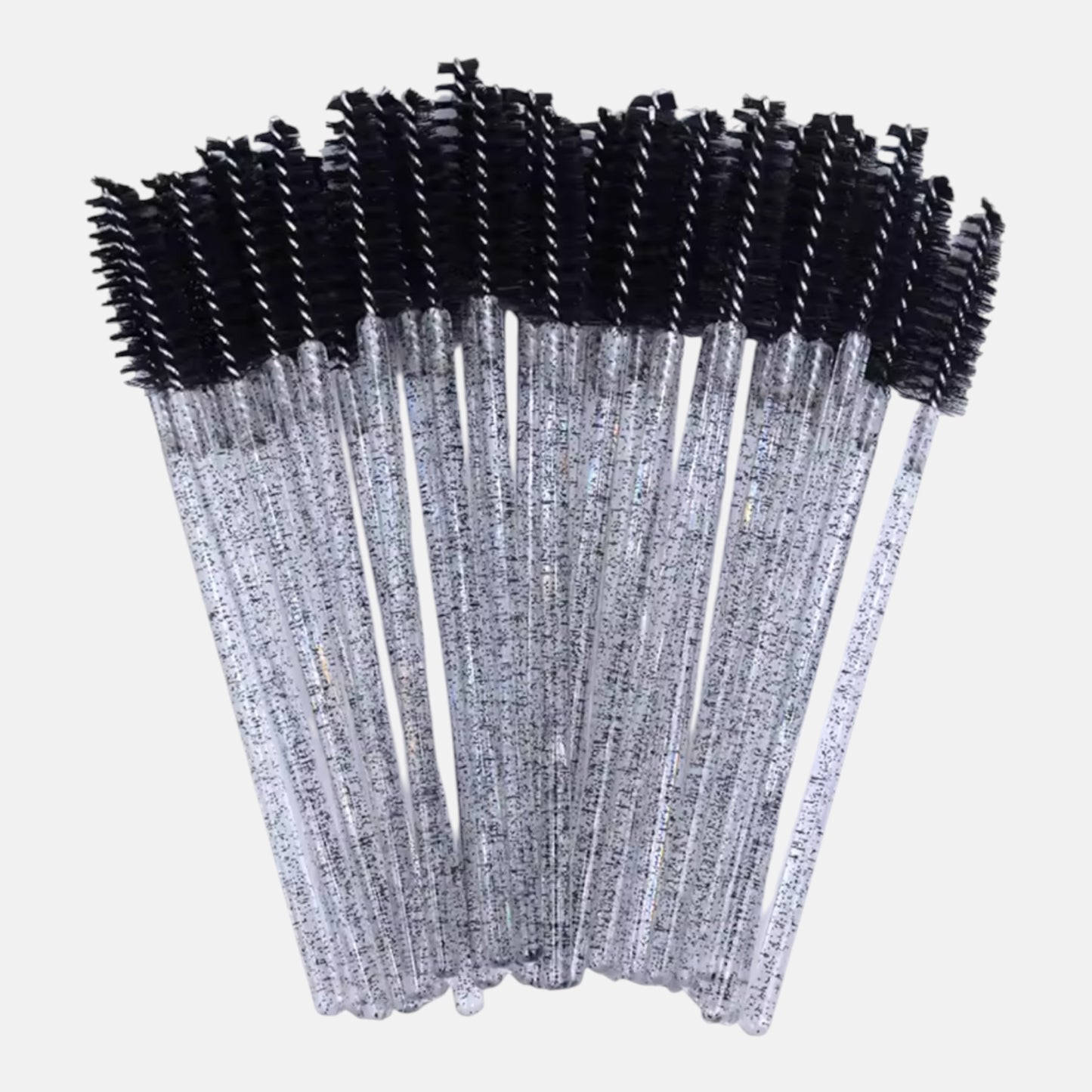 Black disposable eyelash extension mascara wands with soft spoolie brushes for lash grooming and aftercare