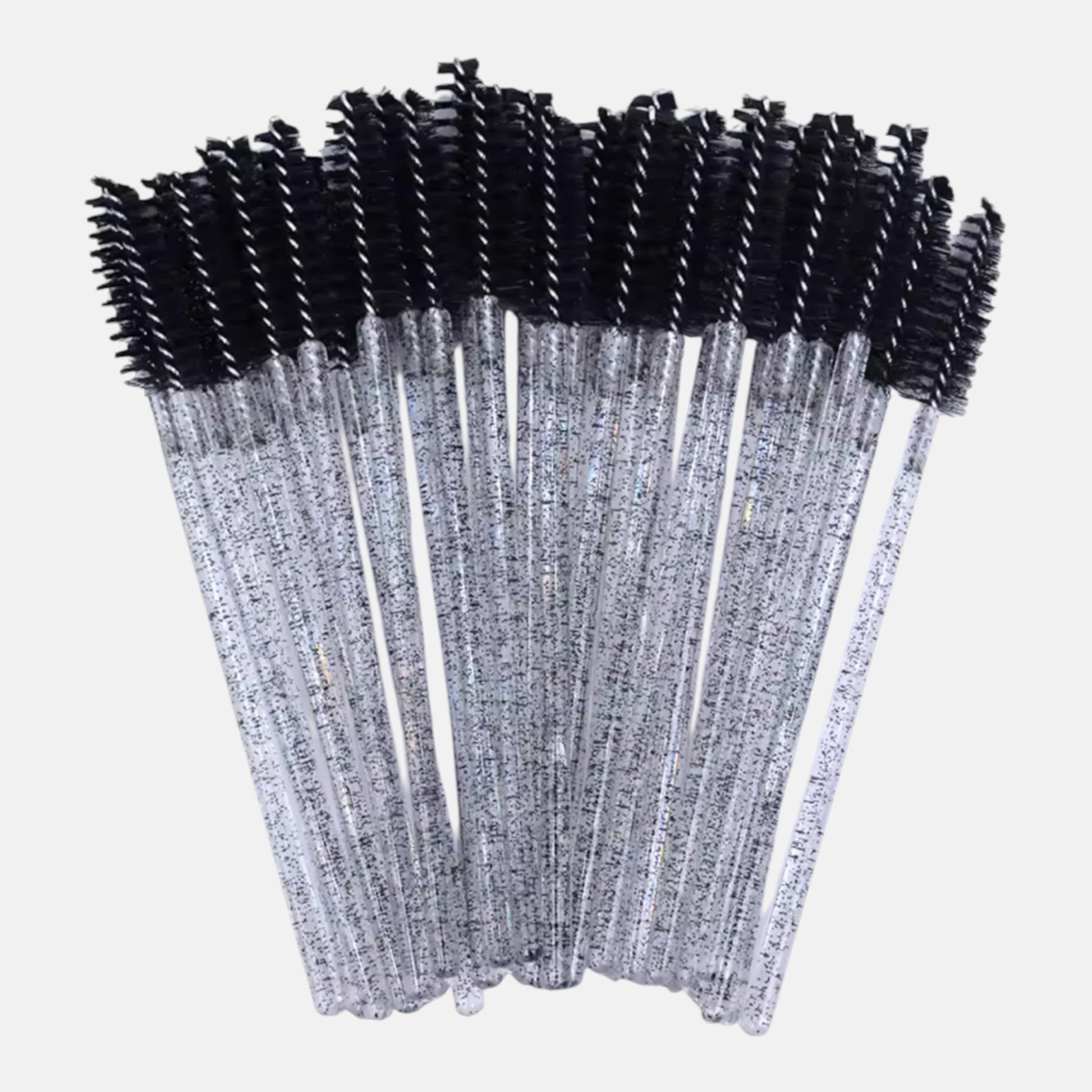 Black disposable eyelash extension mascara wands with soft spoolie brushes for lash grooming and aftercare