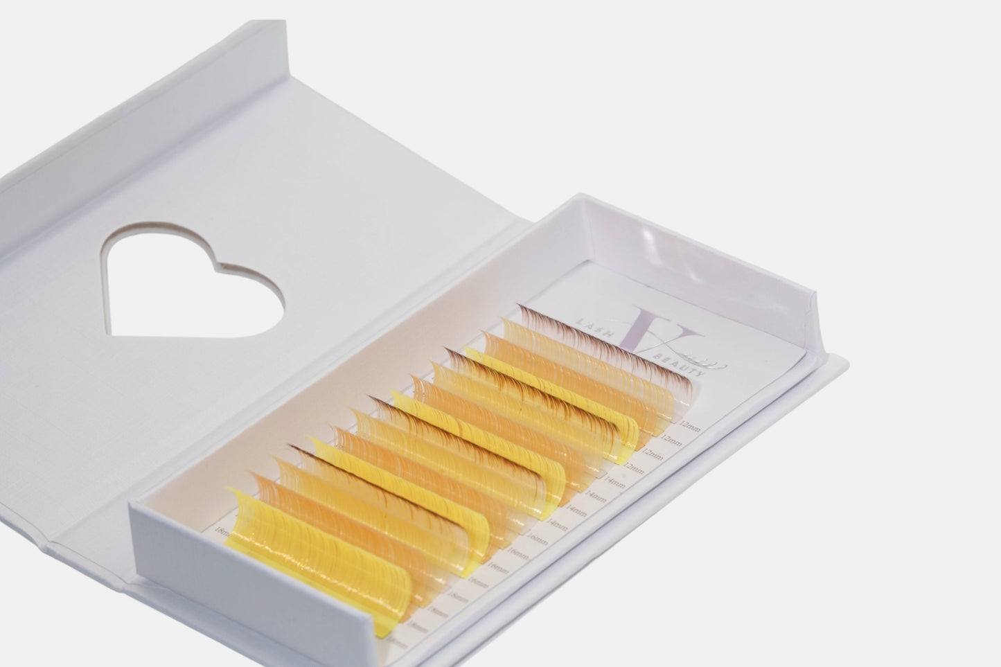 Golden Hour 0.05mm Colored Lash Extensions featuring yellow, honey, and cream lashes for volume, hybrid, and creative lash designs.

