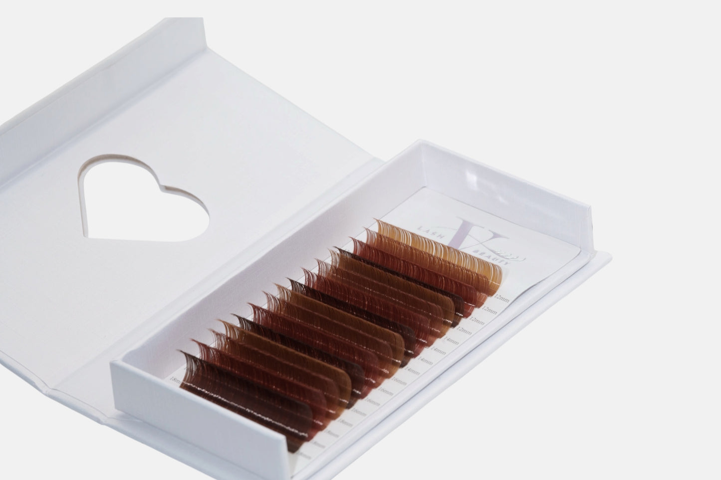 Mocha Luxe 0.05mm Brown Lash Extensions featuring espresso, chestnut, caramel, and mocha tones for volume, hybrid, and natural lash designs.