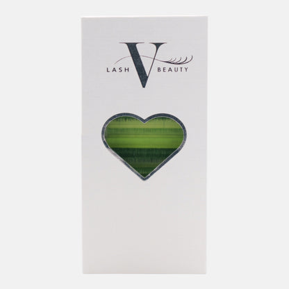 Electric Lime colored lash extension tray featuring vibrant lime green shades for bold lash sets and eye-catching lash artistry.