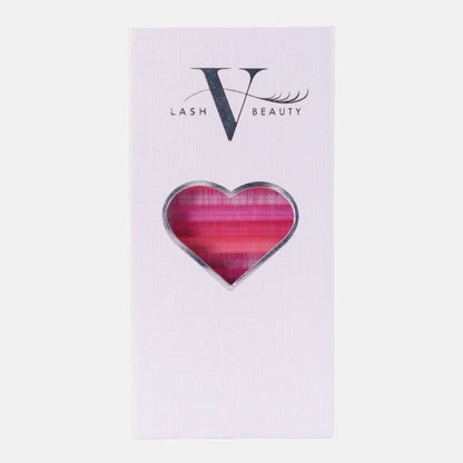 Pink Paradise colored lash extension tray featuring vibrant pink shades for creative lash sets and bold lash artistry.