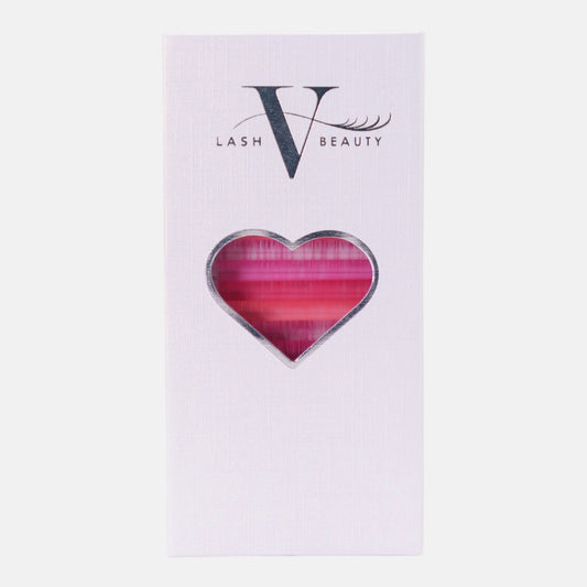 Pink Paradise colored lash extension tray featuring vibrant pink shades for creative lash sets and bold lash artistry.
