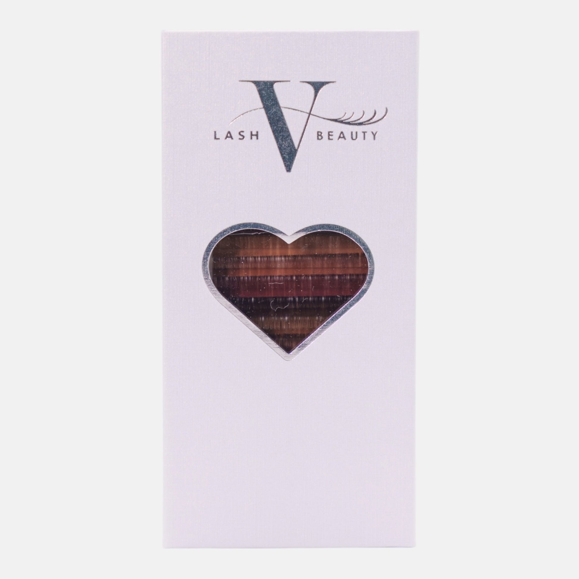 Mocha Luxe colored lash extension tray featuring rich brown shades for natural lash sets and soft, dimensional lash artistry.
