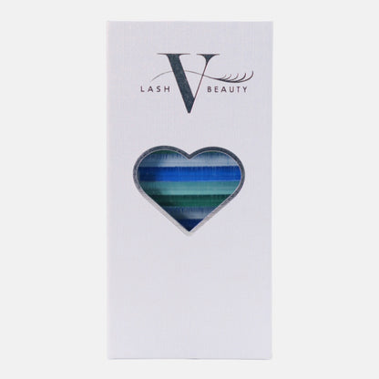 Making Waves colored lash extension tray featuring vibrant blue and teal shades for ocean-inspired lash sets and creative lash artistry.
