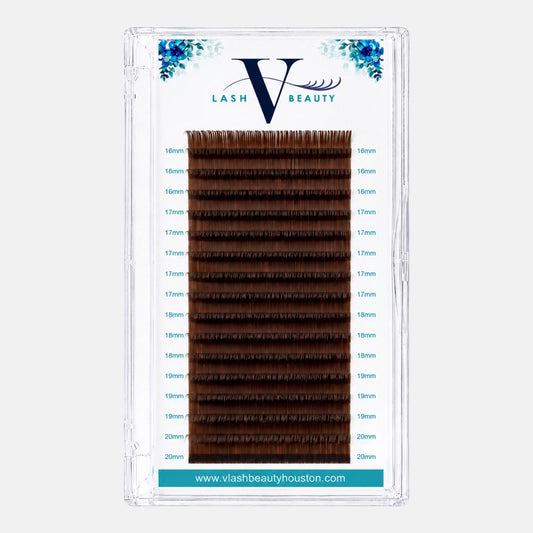 0.07mm Brown Colored Lash Extensions Volume Lash Tray
