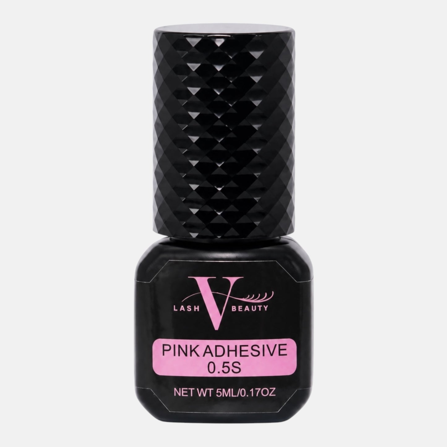 Pink Lash Adhesive 0.5 second eyelash extension glue with pink color formula, 5mL professional lash adhesive for hybrid, volume, and mega volume lash extensions