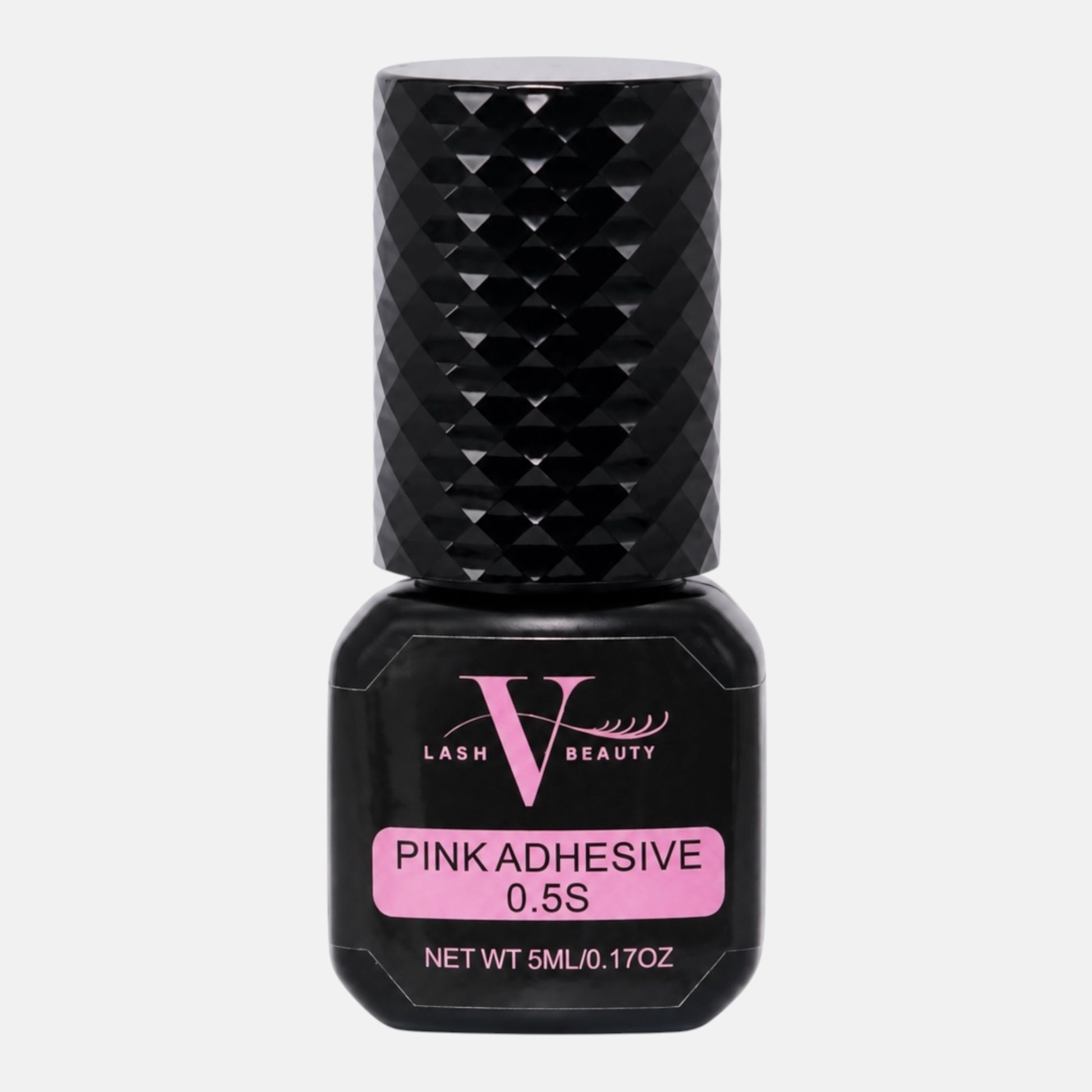 Pink Lash Adhesive 0.5 second eyelash extension glue with pink color formula, 5mL professional lash adhesive for hybrid, volume, and mega volume lash extensions