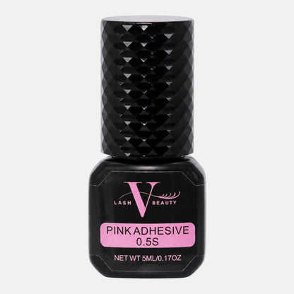 Pink Lash Adhesive 0.5 second eyelash extension glue with pink color formula, 5mL professional lash adhesive for hybrid, volume, and mega volume lash extensions